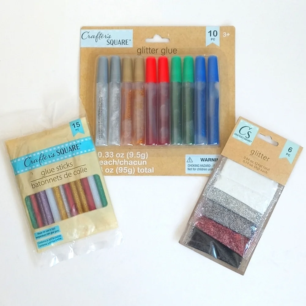 31 Set Crafter's Square 10 Glitter Glue, 15 Glitter Sticks, 6 Piece Glitter Pack